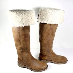 Roots knee high shearling leather boots in tribe